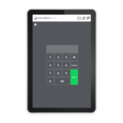 Um tablet com uma calculadora em tela